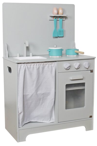 Aga4Kids Bucătărie din lemn Mini Chef cu cuptor pentru copt și veselă turcoaz Gri