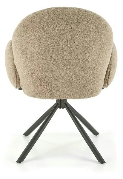 Scaun rotativ K498, cappuccino/negru, stofa buclata/metal, 64x63x90 cm