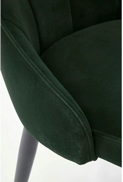 Scaun K365, verde inchis/negru, stofa catifelata/metal, 52x57x90 cm