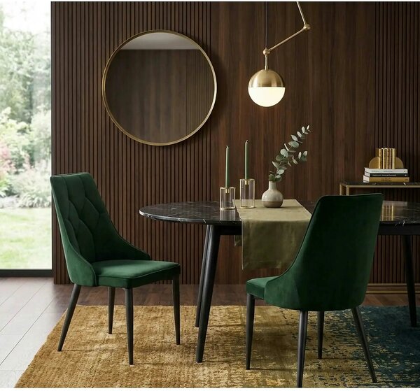 Scaun K365, verde inchis/negru, stofa catifelata/metal, 52x57x90 cm