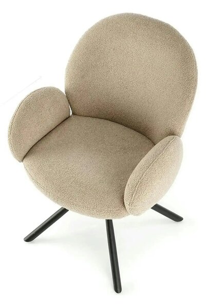 Scaun rotativ K498, cappuccino/negru, stofa buclata/metal, 64x63x90 cm