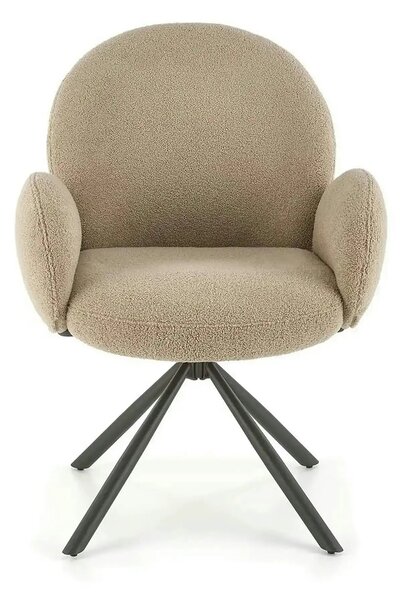 Scaun rotativ K498, cappuccino/negru, stofa buclata/metal, 64x63x90 cm