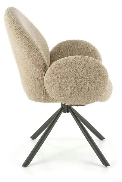 Scaun rotativ K498, cappuccino/negru, stofa buclata/metal, 64x63x90 cm