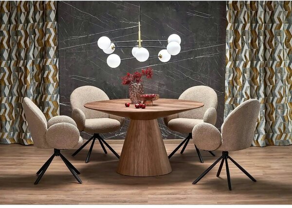 Scaun rotativ K498, cappuccino/negru, stofa buclata/metal, 64x63x90 cm