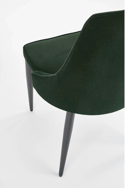 Scaun K365, verde inchis/negru, stofa catifelata/metal, 52x57x90 cm
