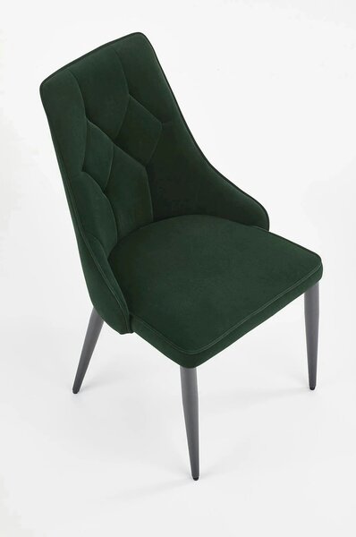 Scaun K365, verde inchis/negru, stofa catifelata/metal, 52x57x90 cm