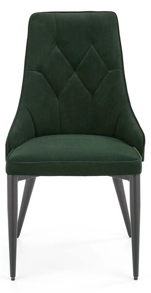 Scaun K365, verde inchis/negru, stofa catifelata/metal, 52x57x90 cm