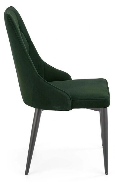 Scaun K365, verde inchis/negru, stofa catifelata/metal, 52x57x90 cm