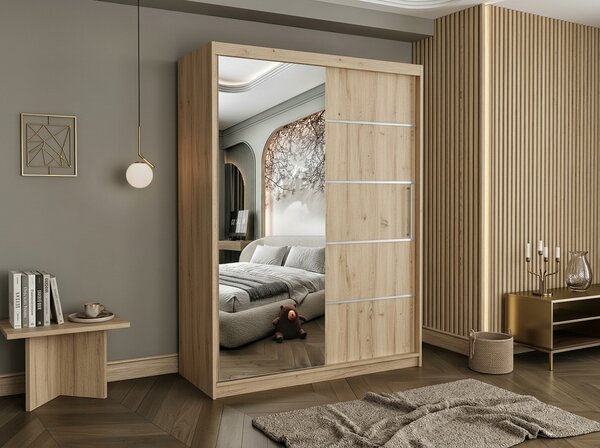 Set dormitor Malibu Bej cu dulap Atlantic 150 cm Sonoma