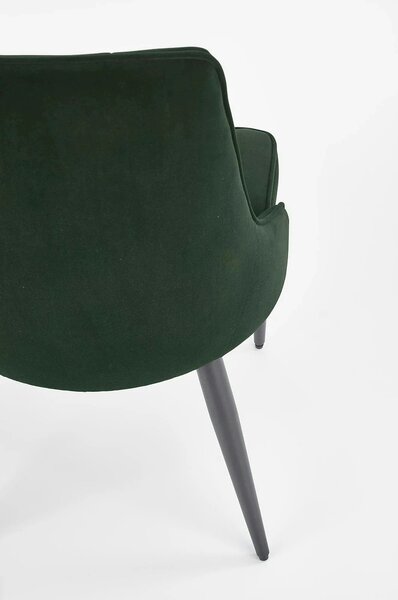 Scaun K365, verde inchis/negru, stofa catifelata/metal, 52x57x90 cm