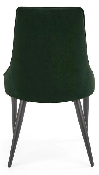 Scaun K365, verde inchis/negru, stofa catifelata/metal, 52x57x90 cm