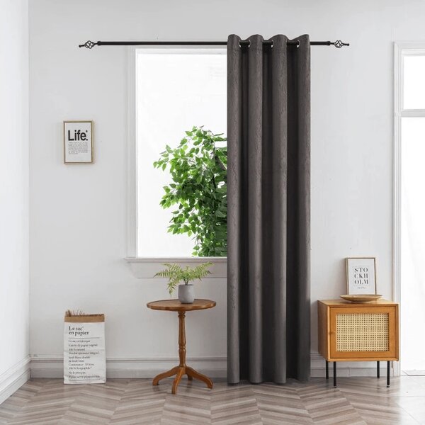 Draperie opaca DUNES VELVET 140x250 cm, gri inchis Agatat: Inele metalice