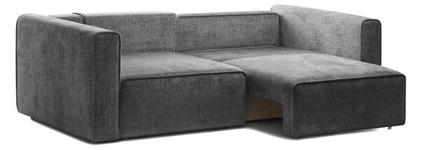 Canapea Extensibilă 3 locuri ZANETTO, cu 2 lăzi depozitare, 240x103x70 cm, Gri-Onyx