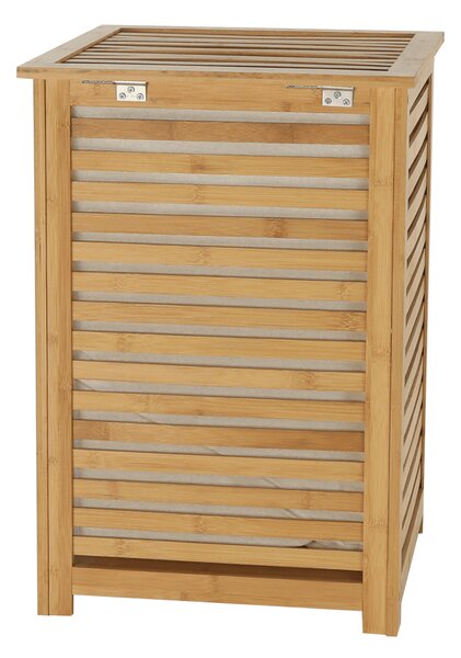 KONDELA Coş de rufe, bambus lăcuit/bej, BASKET