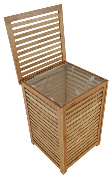 KONDELA Coş de rufe, bambus lăcuit/bej, BASKET