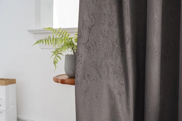 Draperie opaca DUNES VELVET 140x250 cm, gri inchis Agatat: Inele metalice