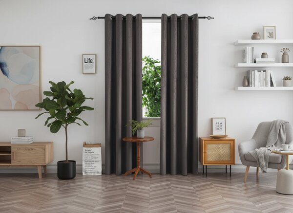 Draperie opaca DUNES VELVET 140x250 cm, gri inchis Agatat: Inele metalice