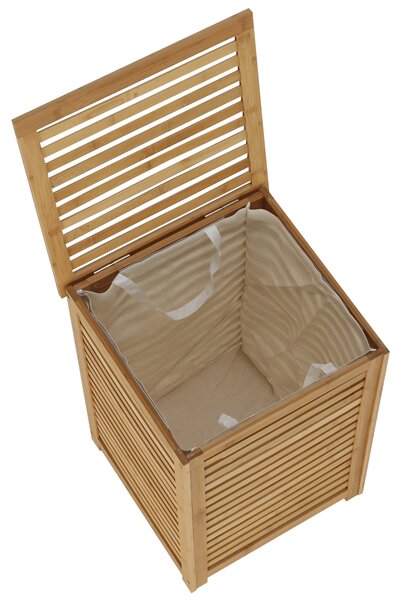 KONDELA Coş de rufe, bambus lăcuit/bej, BASKET