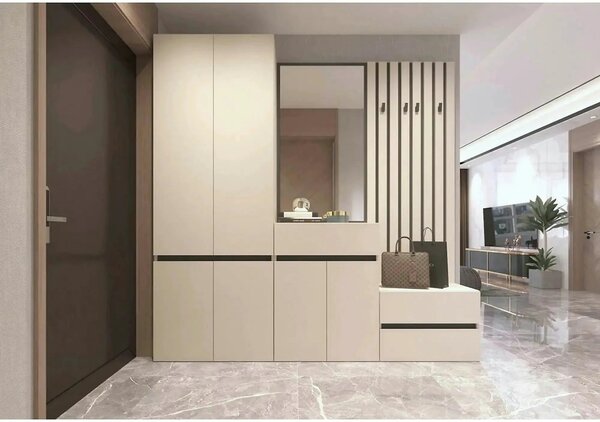 Cuier perete LONDON 8, casmir/gri antracit, PAL, 67x3x170 cm