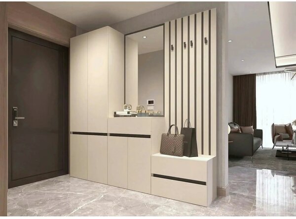 Cuier perete LONDON 8, casmir/gri antracit, PAL, 67x3x170 cm