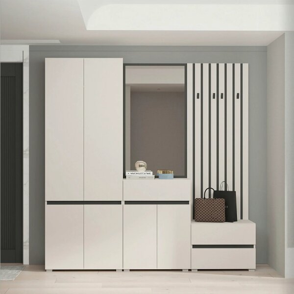 Mobilier hol LONDON, casmir/gri antracit, PAL, 217x38x220 cm