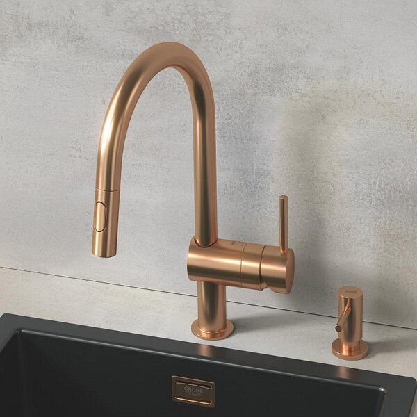 Grohe Minta baterie bucătărie pe picior Brushed Warm Sunset 32321DL2