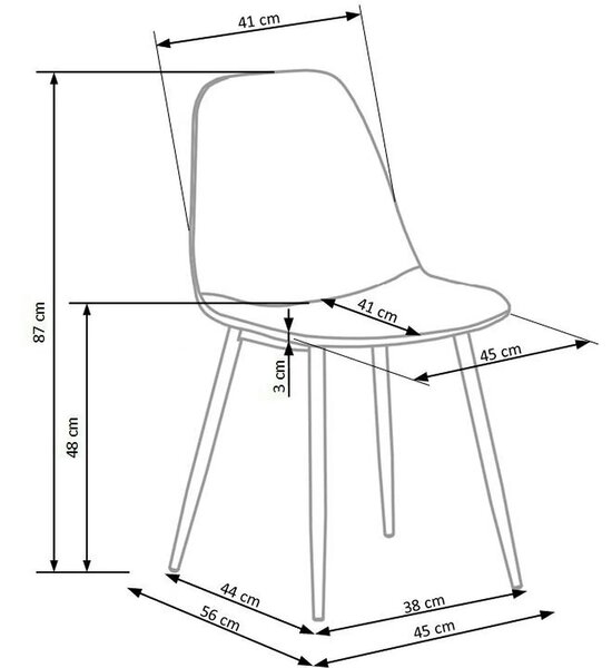 Scaun K316, gri/stejar, stofa clasica/metal, 44x56x87 cm