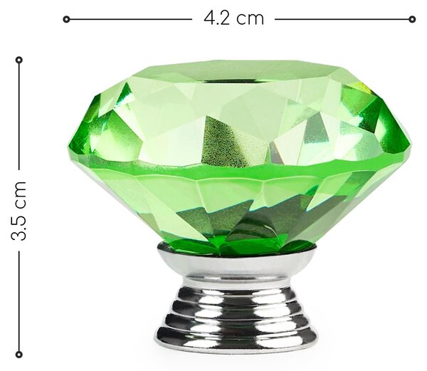 Buton maner mobilier onuvio™, forma diamant, diamond cut luxury, cristal k9, diametru 40mm, baza aliaj zinc aluminiu - verde