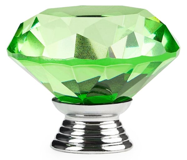 Buton maner mobilier onuvio™, forma diamant, diamond cut luxury, cristal k9, diametru 40mm, baza aliaj zinc aluminiu - verde