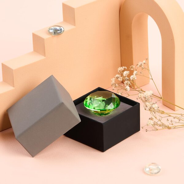 Buton maner mobilier onuvio™, forma diamant, diamond cut luxury, cristal k9, diametru 40mm, baza aliaj zinc aluminiu - verde