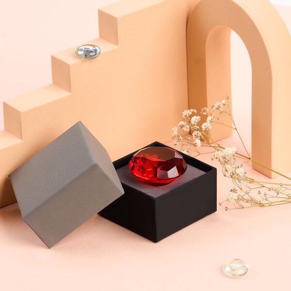 Buton maner mobilier onuvio™, forma diamant, diamond cut luxury, cristal k9, diametru 40mm, baza aliaj zinc aluminiu - rosu