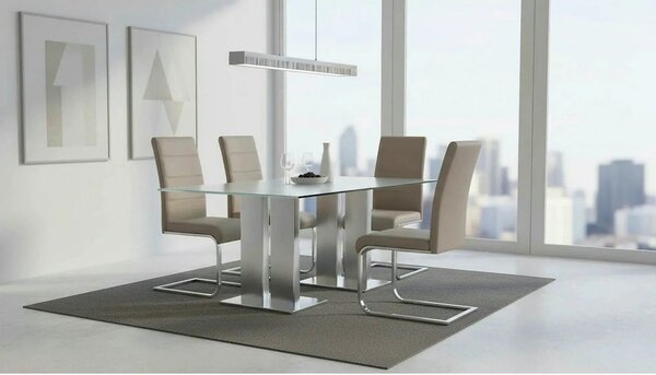 Scaun K85, cappuccino/crom, piele ecologic/metal, 42x56x100 cm