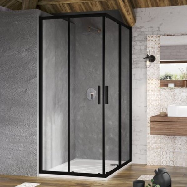 Ravak Blix cabină de duș 90x90 cm pătrat negru mat/sticlă transparentă X1LM70300Z1
