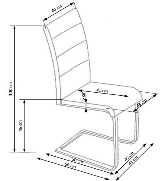 Scaun K85, cappuccino/crom, piele ecologic/metal, 42x56x100 cm
