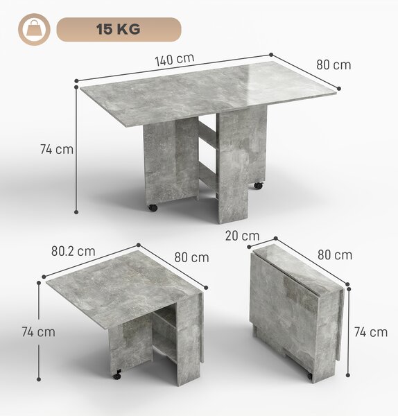 HOMCOM masă de dining, masă pliabilă economisire spațiu, masă economisire spațiu, masă extensibilă masă pliabilă masă economisire spațiu masă cu roți | Aosom Romania