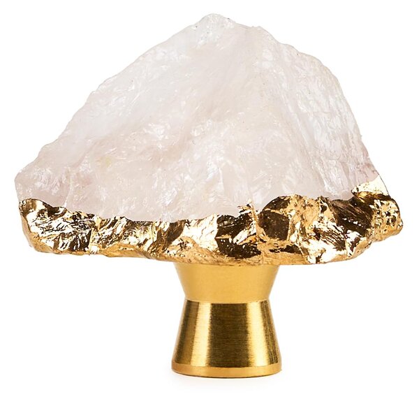 Maner tip buton, din cristal natural, hand-made din piatra semipretioasa cu insertii aurii, model m02, onuvio™ - alb