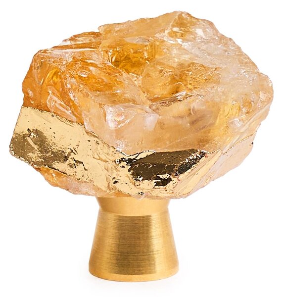 Maner tip buton, din cristal natural, hand-made din piatra semipretioasa cu insertii aurii, model m02, onuvio™ - galben