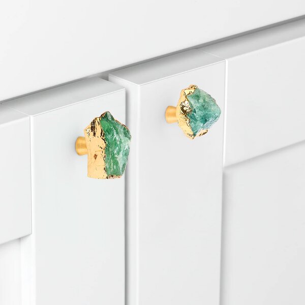 Maner tip buton, din cristal natural, hand-made din piatra semipretioasa cu insertii aurii, modele unicate, onuvio™ - verde