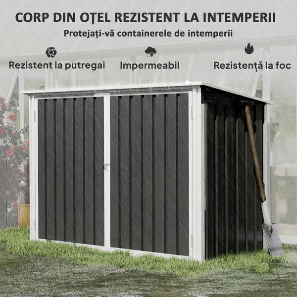Outsunny coteț pentru tomberoane, spațiu pentru gunoi, ascunzătoare tomberoane, cutie coteț | Aosom Romania