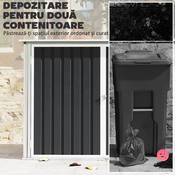 Outsunny coteț pentru tomberoane, spațiu pentru gunoi, ascunzătoare tomberoane, cutie coteț | Aosom Romania
