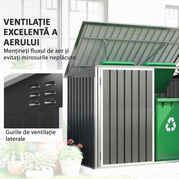 Outsunny coteț pentru tomberoane, spațiu pentru gunoi, ascunzătoare tomberoane, cutie coteț | Aosom Romania