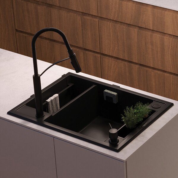 Deante Magnetic chiuvetă din granit 69x50 cm negru ZRM_G503