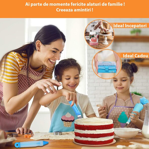 Set cofetarie/patiserie 236 piese pentru ornat prajituri sautorturi cu geanta transport, onuvio®