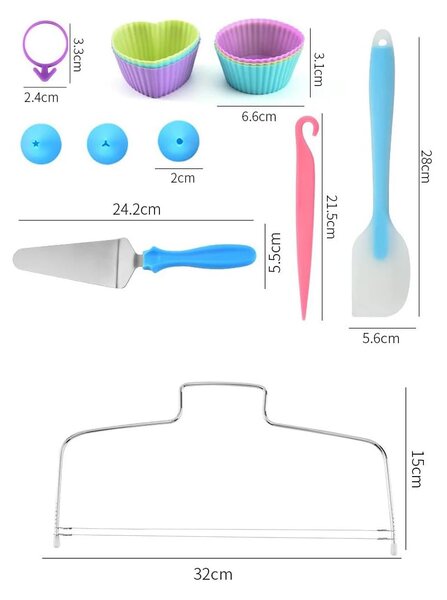 Set platou rotativ pentru patiserie/cofetarie 110 piese, duze pentru ornat si taietor blat, onuvio™ gea