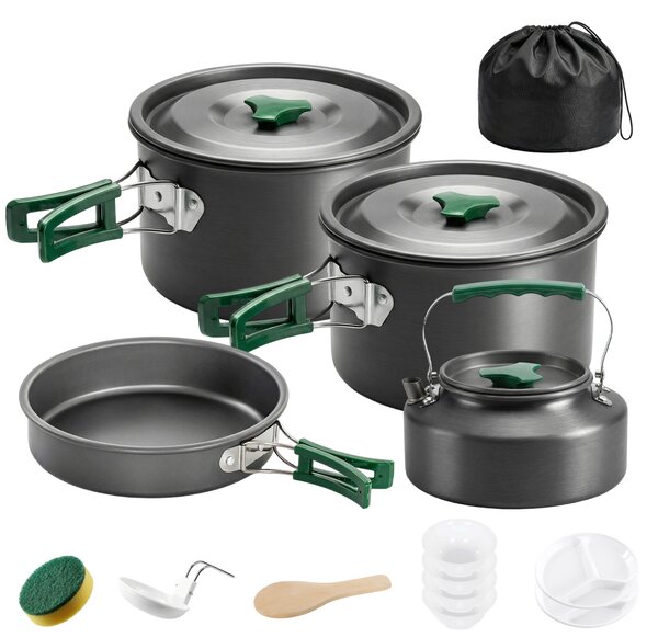 Outsunny Set de Oale Camping, 4-5 Persoane, Oțel Inoxidabil, 20.5 x 20.5 x 15.5 cm, Gri | Aosom Romania