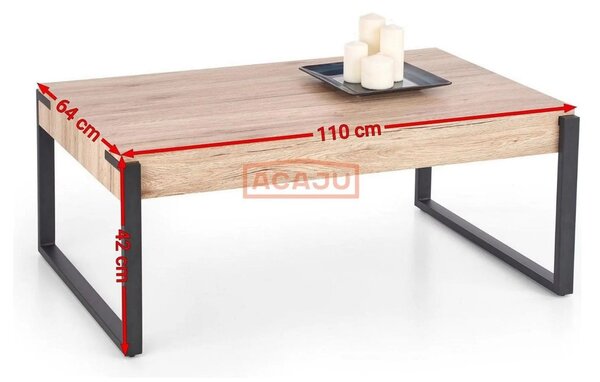Masuta cafea CAPRI, stejar San Remo/negru, 110x64x42 cm