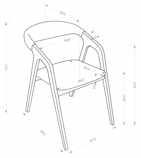 Scaun Houston 2114Gri deschis, Maro deschis, 7x5x6cm, Tapiterie, Din lemn, Asamblate parțial