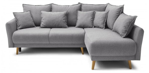 Colțar Extensibil JULIET, cu ladă de depozitare, variante stânga/dreapta, 240x166x95 cm, Gri-Deschis-Loft / Dreapta