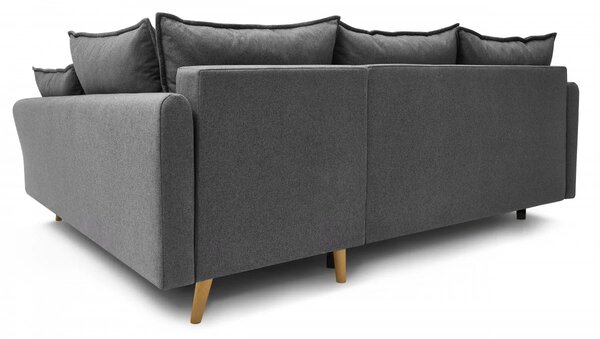 Colțar Extensibil JULIET, cu ladă de depozitare, variante stânga/dreapta, 240x166x95 cm, Gri-Inchis-Loft / Dreapta