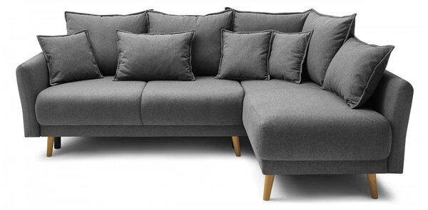 Colțar Extensibil JULIET, cu ladă de depozitare, variante stânga/dreapta, 240x166x95 cm, Gri-Inchis-Loft / Stanga